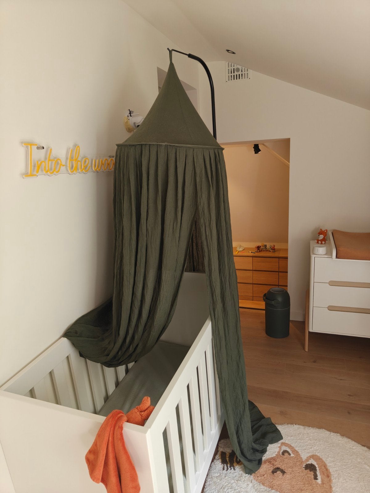 Jollein olijfgroene klamboe met zwarte piekstok, Kinderen en Baby's, Ophalen, Zo goed als nieuw, Jongetje of Meisje