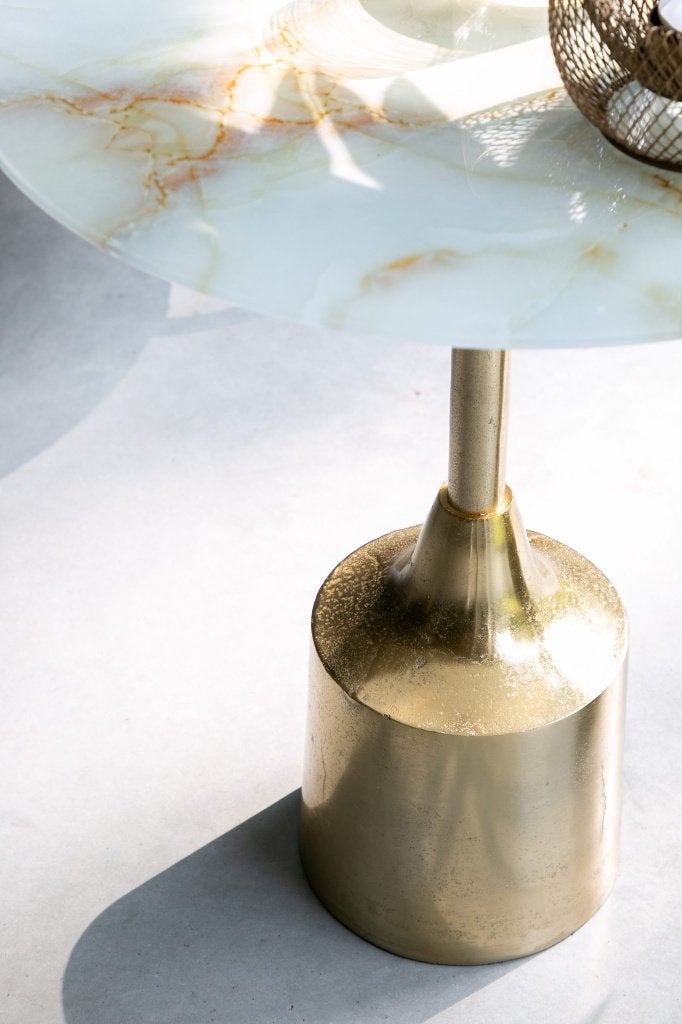 NIEUWE BIJZETTAFEL GOUD met WIT BLAD 48 cm., Nieuw, Ophalen of Verzenden, Goud, Metaal