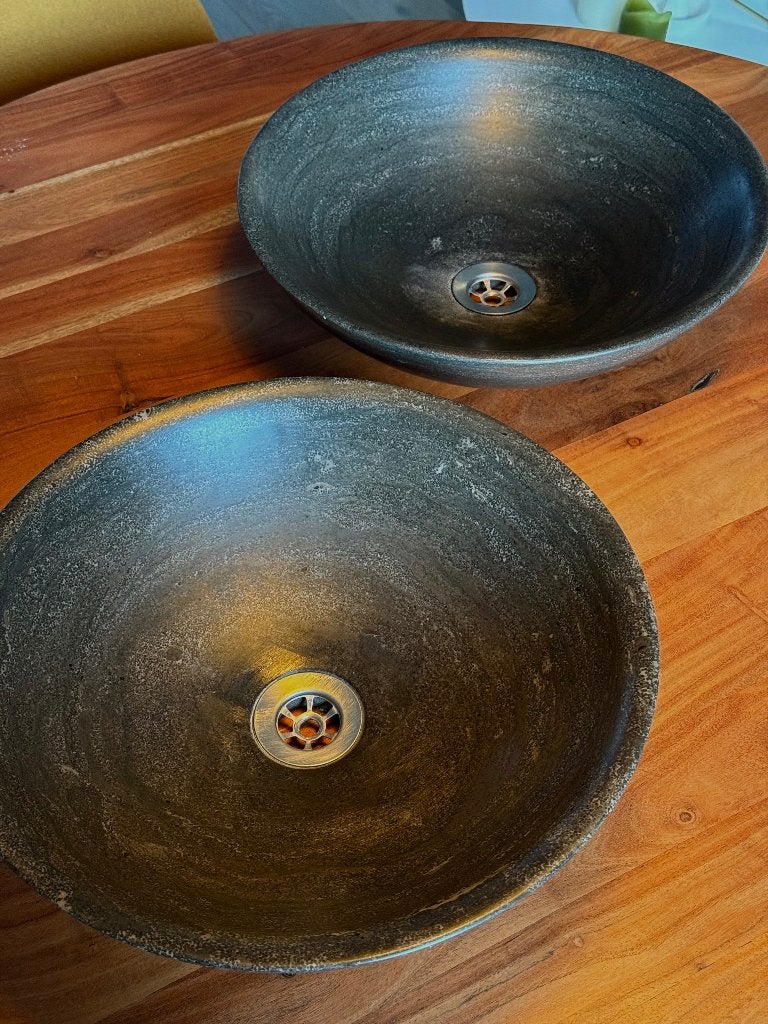 2 lavabos/vasques en pierre naturelle, Enlèvement, Utilisé, Moins de 50 cm, Lavabo ou Évier