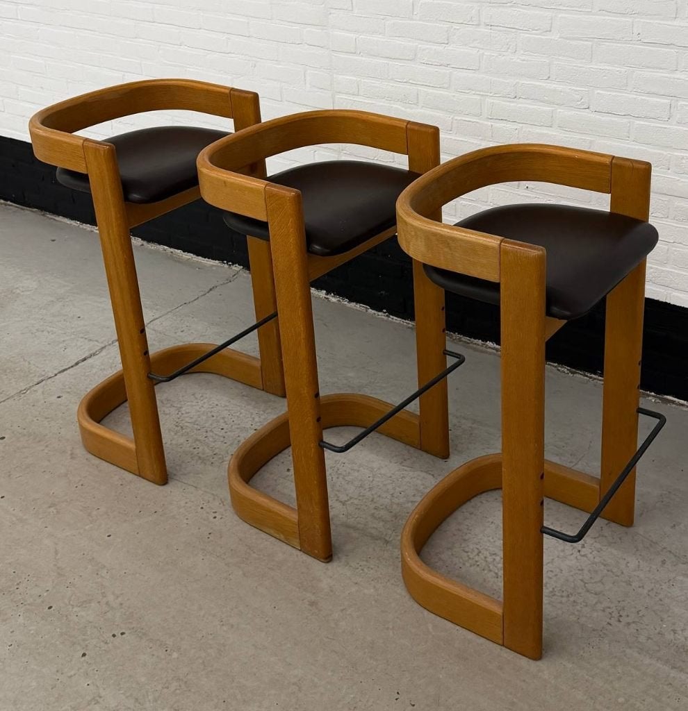 Set van 3 Willy Rizzo stijl barkrukken, Ophalen, Hout