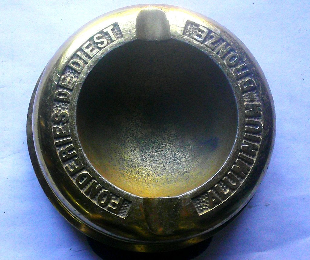 Cendrier publicitaire en bronze massif "Fonderies de Diest", Envoi, Utilisé, Ustensile