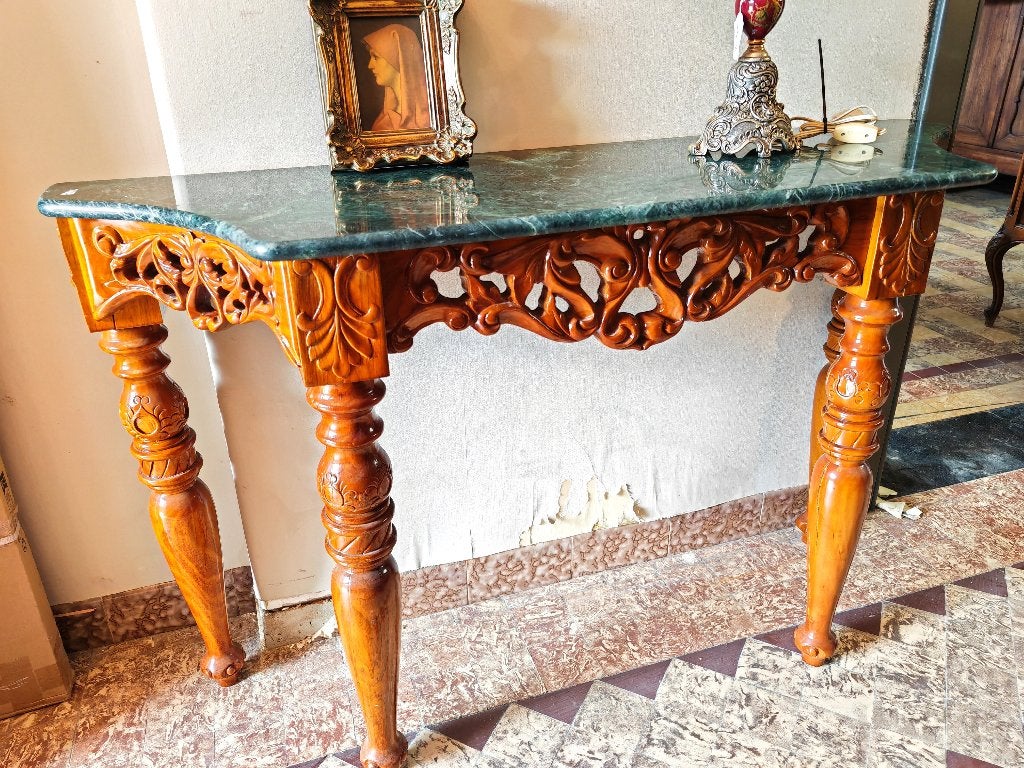 Grote chineese console/muurtafel met marmer B 128 D 40 H 81, Ophalen