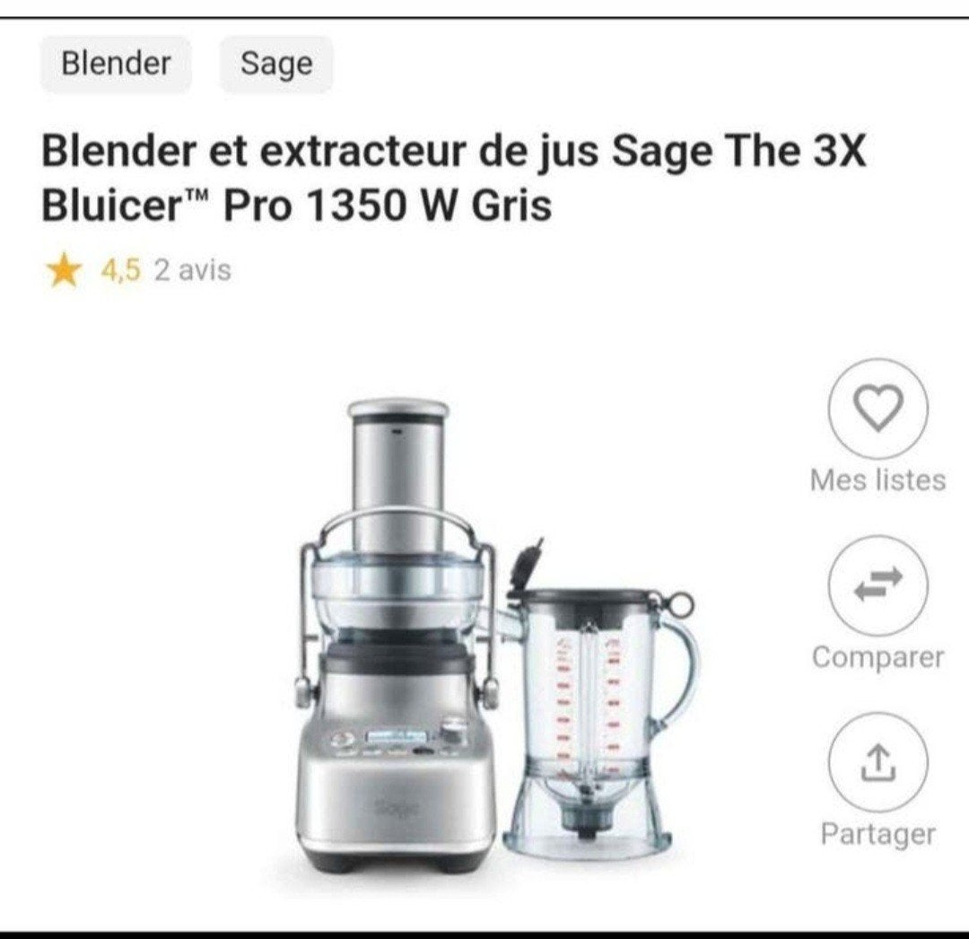 Blender et extracteur de jus SAGE Pro NEUF, Electroménager, Extracteurs de jus, Enlèvement