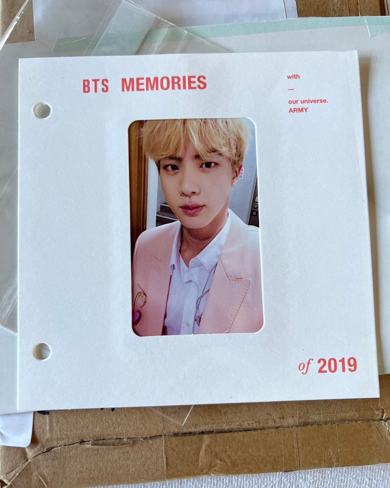 BTS memories of 2019 photocard photo card JIN - Bangtan boys, Ophalen of Verzenden, Nieuw, Foto of Kaart