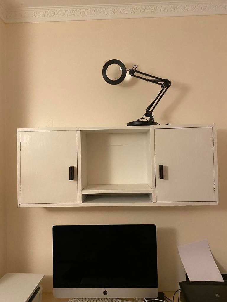 Oud houten hangkastje, Ophalen, Met deur(en), Zo goed als nieuw, Minder dan 150 cm
