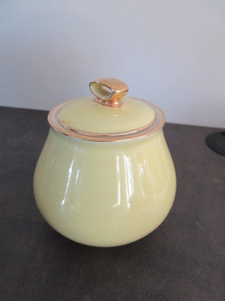 Oude suikerpot KERALUX Boch Frères gele kleur en verguld, Antiek en Kunst, Ophalen