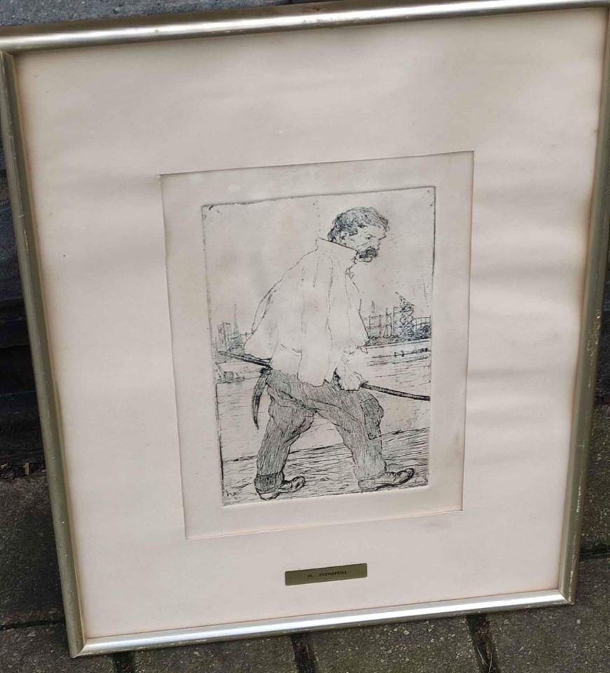 Gravure homme signe Henri evenepoel, Antiek en Kunst, Kunst | Etsen en Gravures, Gravure, Ophalen of Verzenden