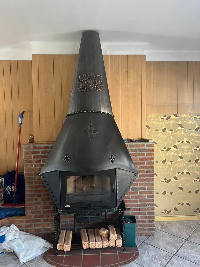 Vintage open haard jaren 70 retro houtkachel met karakter, Ophalen, Gebruikt, Hangende haard, Houthaard