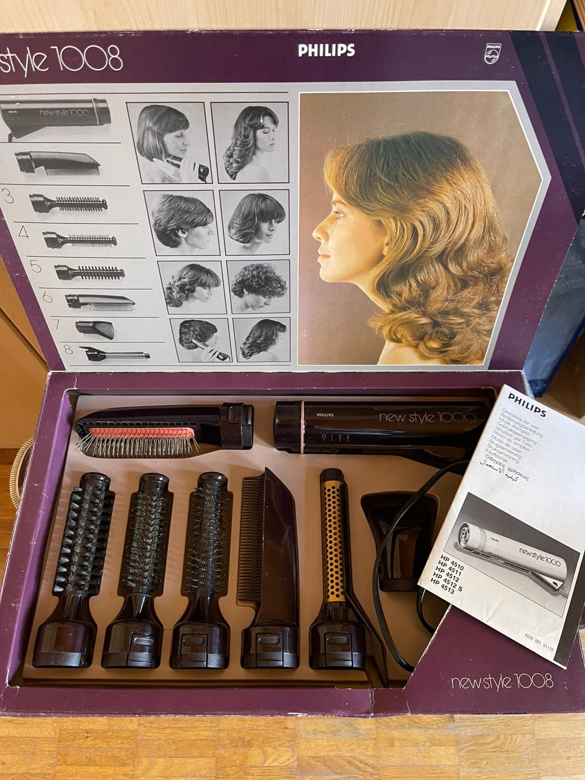 Vintage haardroger set newstyle 1008 Philips, Ophalen of Verzenden, Gebruikt, Haardroger