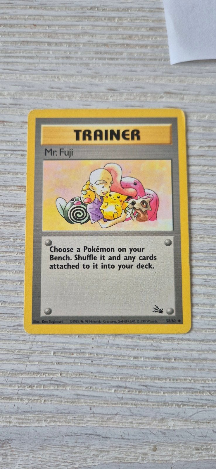 pokemonkaart trainer mr.fuji, Enlèvement