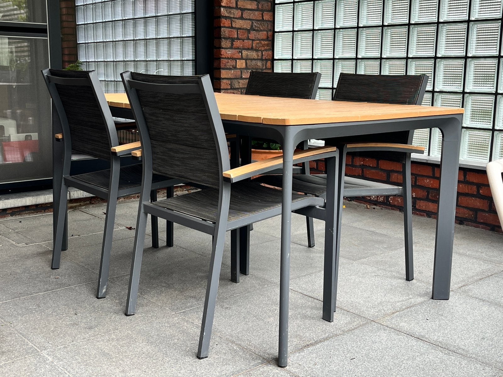 Tuinset: tuintafel met 4 stoelen, Enlèvement, Comme neuf, Aluminium, Salons de jardin