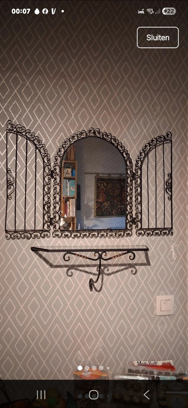 miroir avec étagère, Antiquités & Art, Enlèvement