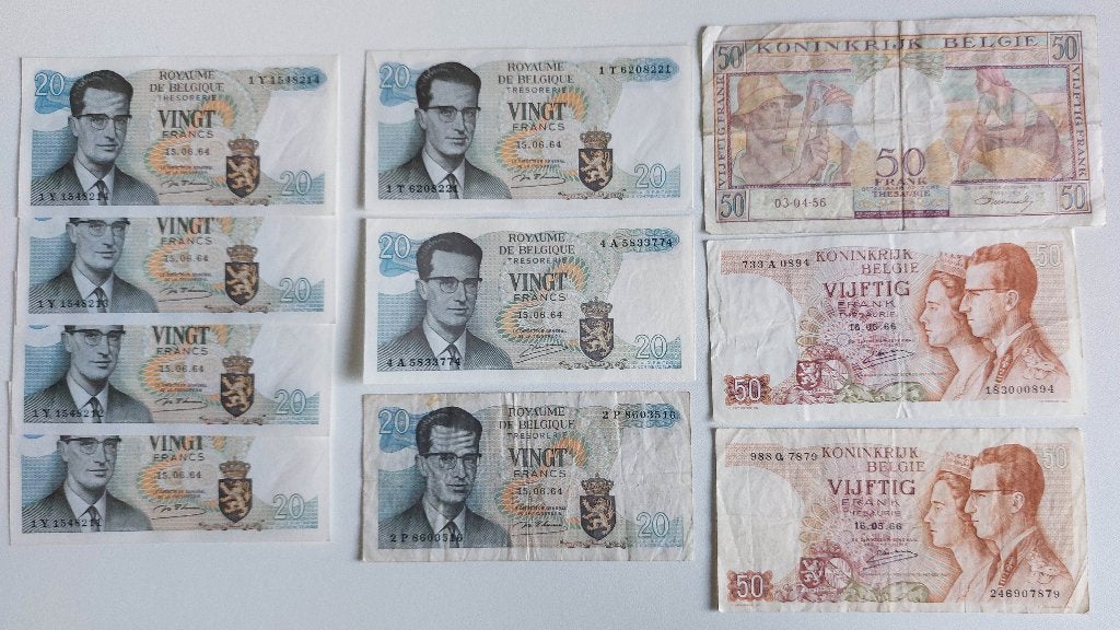 lot oude Belgische bankbiljetten, Postzegels en Munten, Ophalen, Bankbiljetten