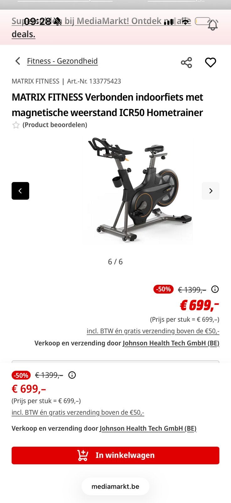 Matrix Spinningfiets (ICR50) – Nieuw in doos, Sport en Fitness, Verzenden, Nieuw, Spinningfiets