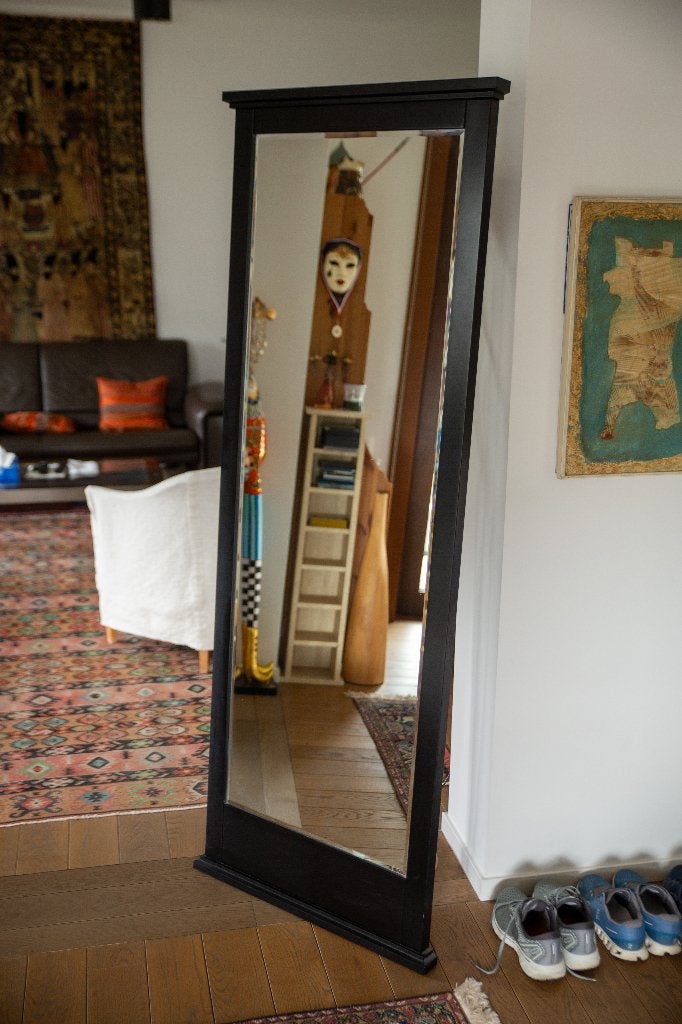 Staande spiegel, houten frame, Huis en Inrichting, Woonaccessoires | Spiegels, Ophalen, Gebruikt