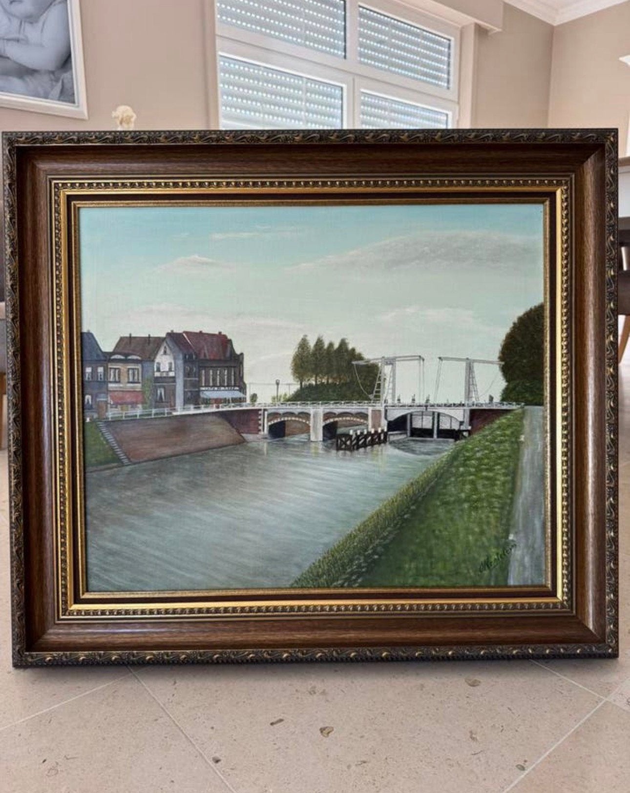 Schilderij doek Nieuwpoort Veurne Vaart, Antiquités & Art, Enlèvement, Toile