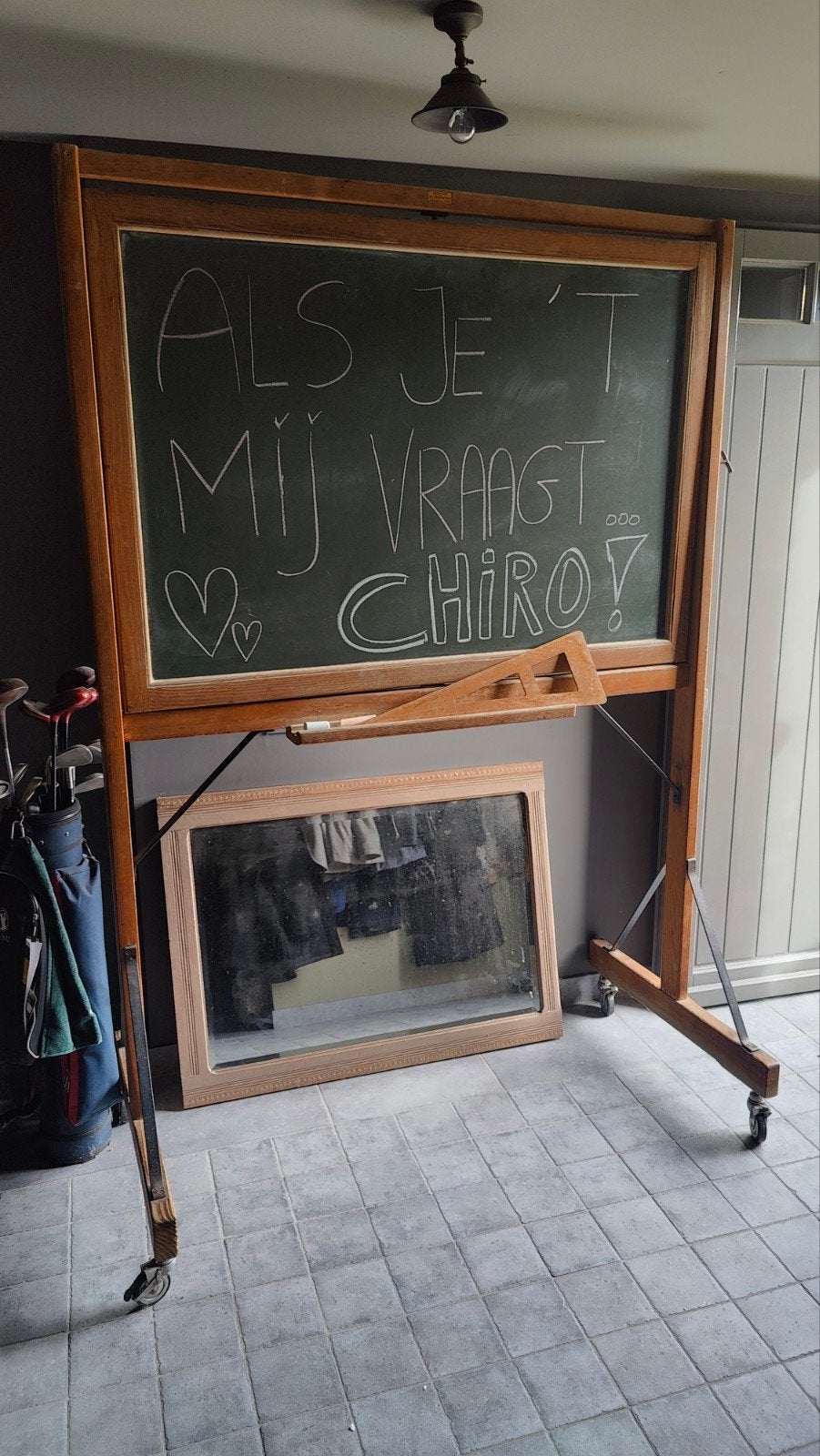 Oud schoolbord, Ophalen, Mobiel, Gebruikt, Krijtbord