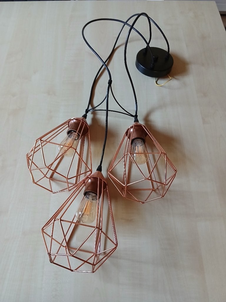 Eglo Tarbes Hanglampen Set (Inclusief LED-lampen), Huis en Inrichting, Ophalen, Gebruikt, Koper / industrieel, E27 (groot)