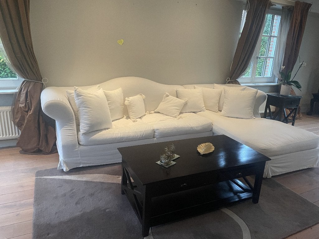 Witte hoeksalon + salontafel, bijzettafel, tapijt, TV-meubel, Huis en Inrichting, Ophalen