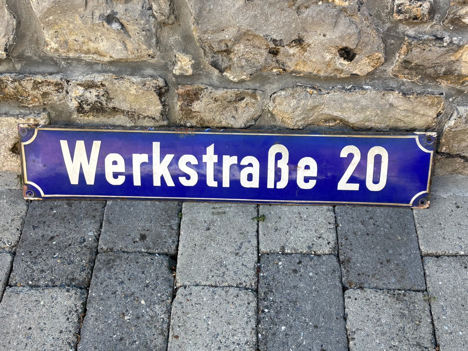 Plaque de rue émaillée  Werkstraße 20, Collections, Enlèvement ou Envoi