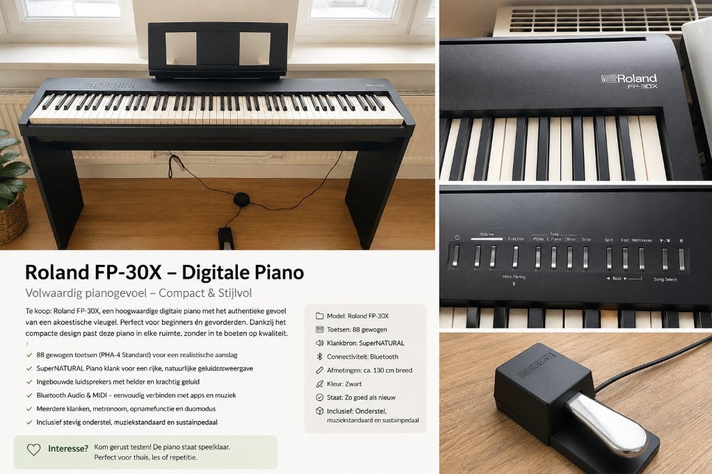 stage piano Roland FP-30x, Ophalen, Zwart, Digitaal, Zo goed als nieuw