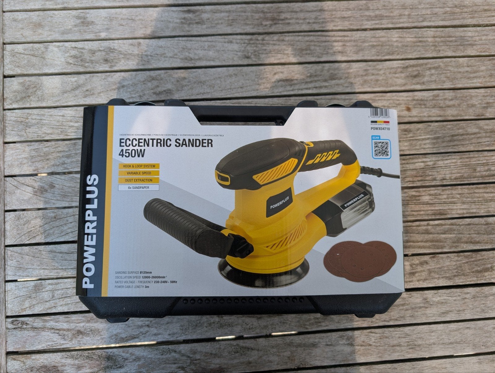 Powerplus excentrische schuurmachine POWX04710 - 450W, Ophalen of Verzenden, Zo goed als nieuw, Minder dan 600 watt, Excentrische schuurmachine