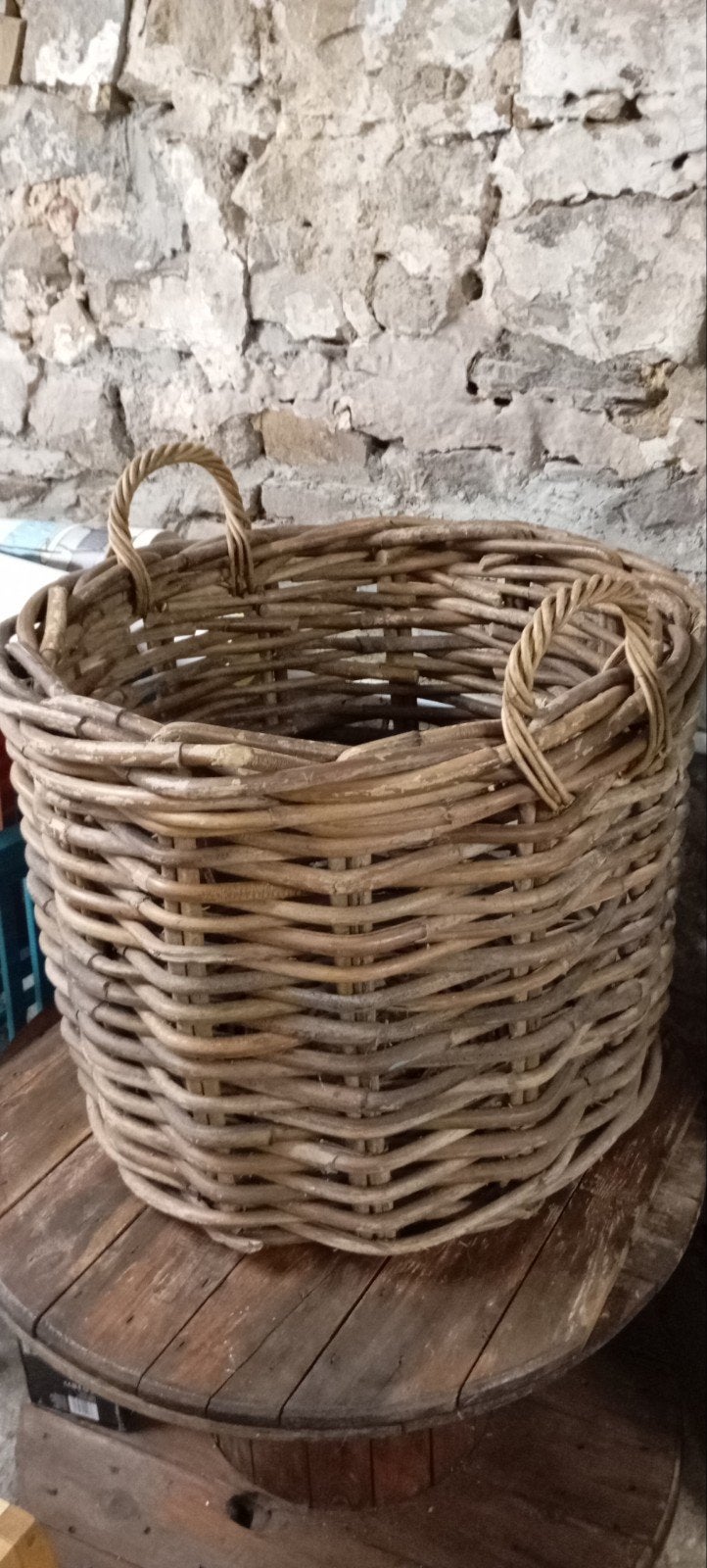 Panier tressé, Maison & Meubles, Rond, Enlèvement, Bois, Tressé