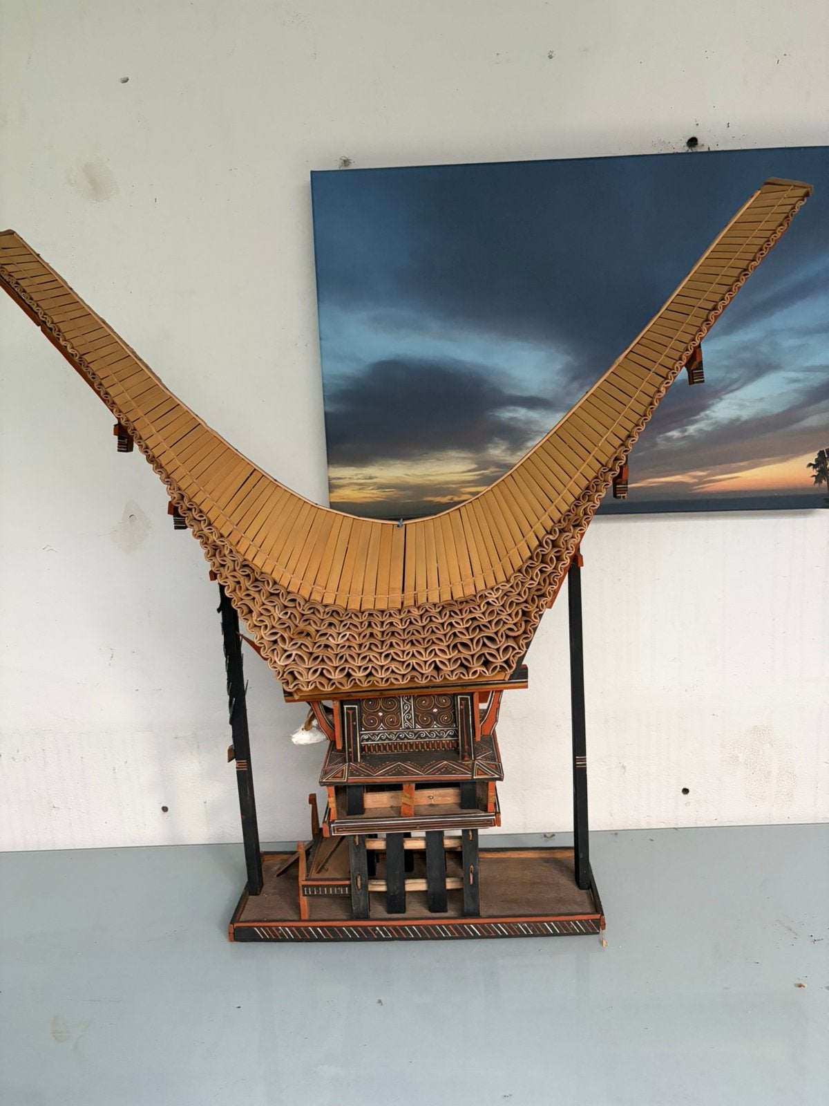 ,Handgemaakt traditioneel Toraja- huis, Ophalen, Handgemaakt