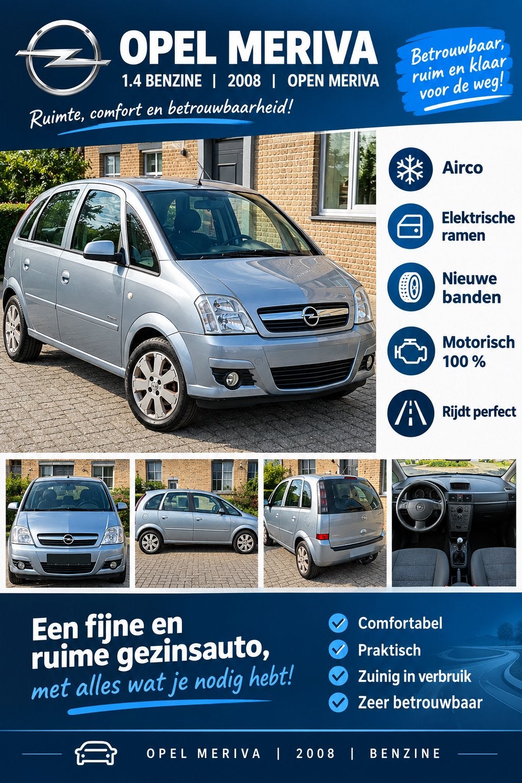 Opel Minerva 2008 essence très belle voiture av apk à vendre, Autos, Entreprise, Boîte manuelle, Meriva, Essence