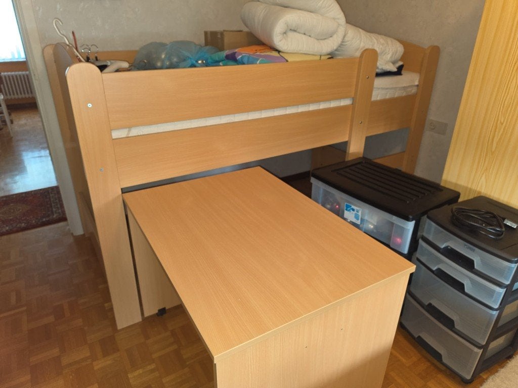demi-lit avec bureau gigogne, Enlèvement, Comme neuf, Lit mi-hauteur mezzanine