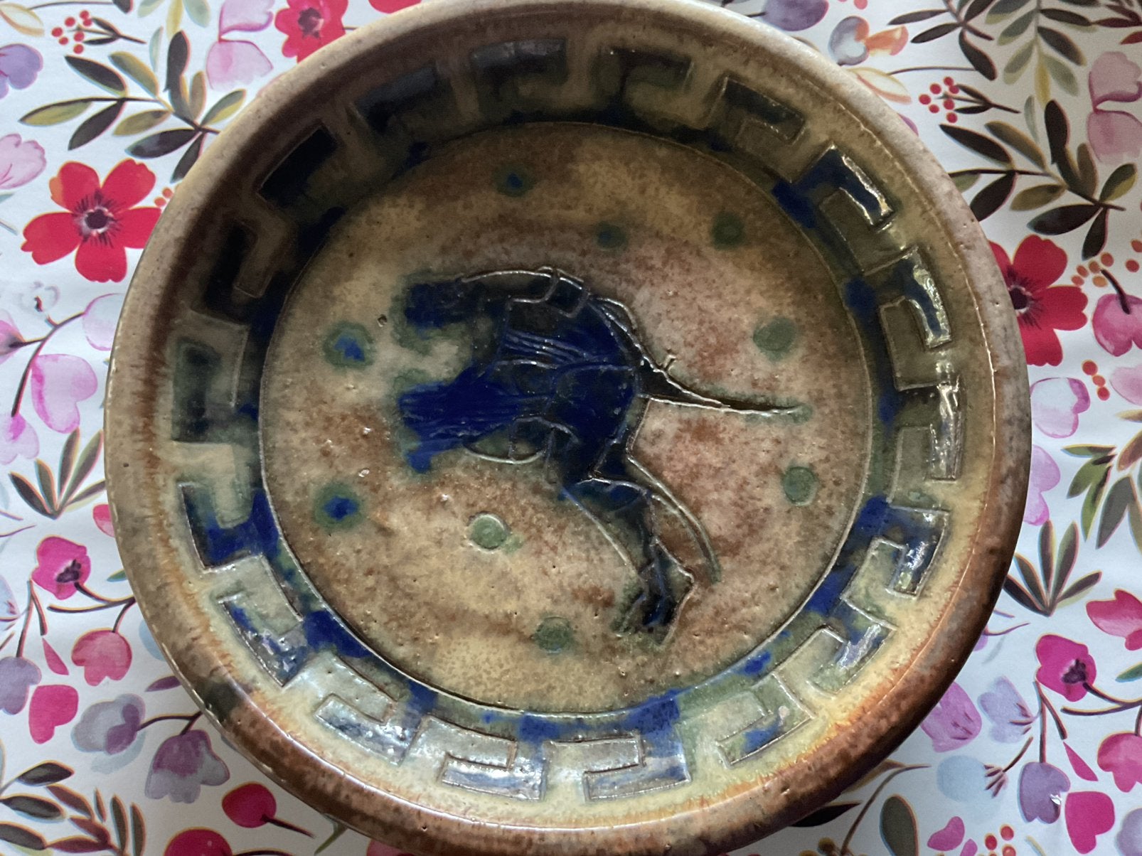 Grand plat en gre d’art vintage  Jules GUERIN  ( bouffioulx, Enlèvement ou Envoi