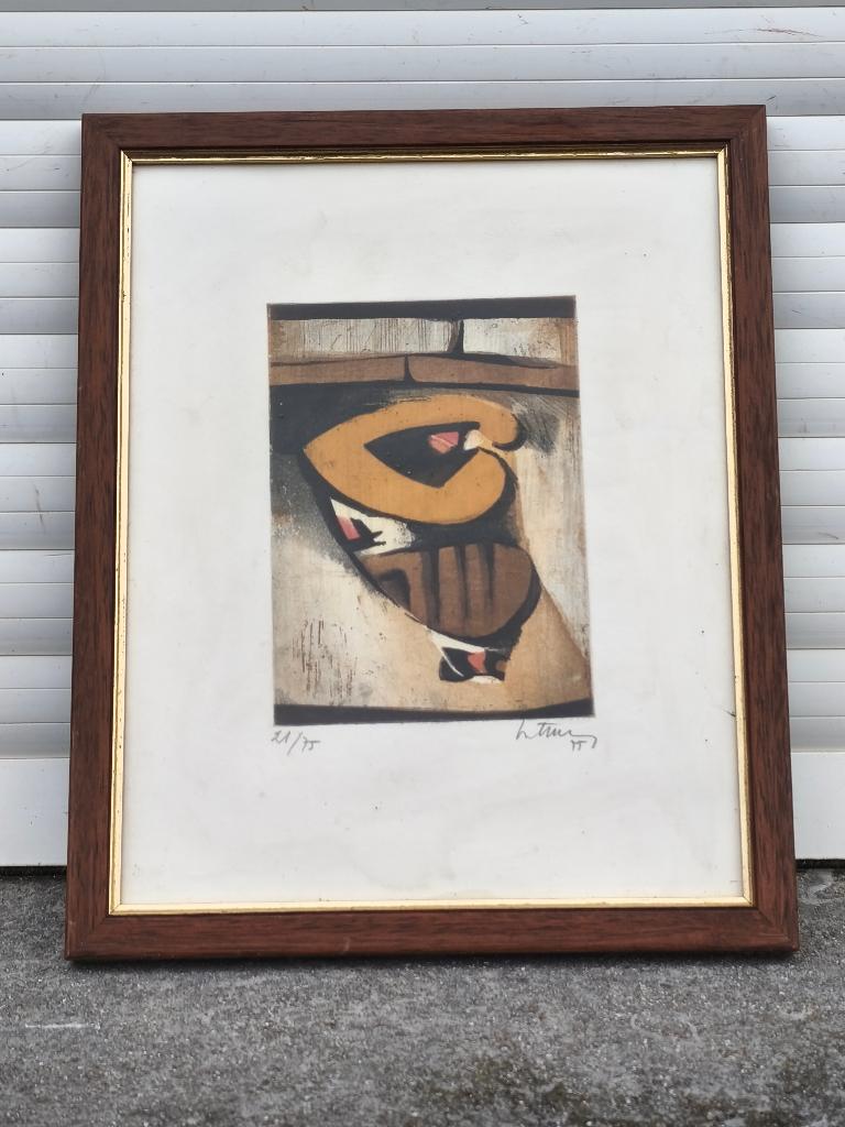 Eau forte abstrait signe, Antiek en Kunst, Kunst | Etsen en Gravures, Ophalen of Verzenden