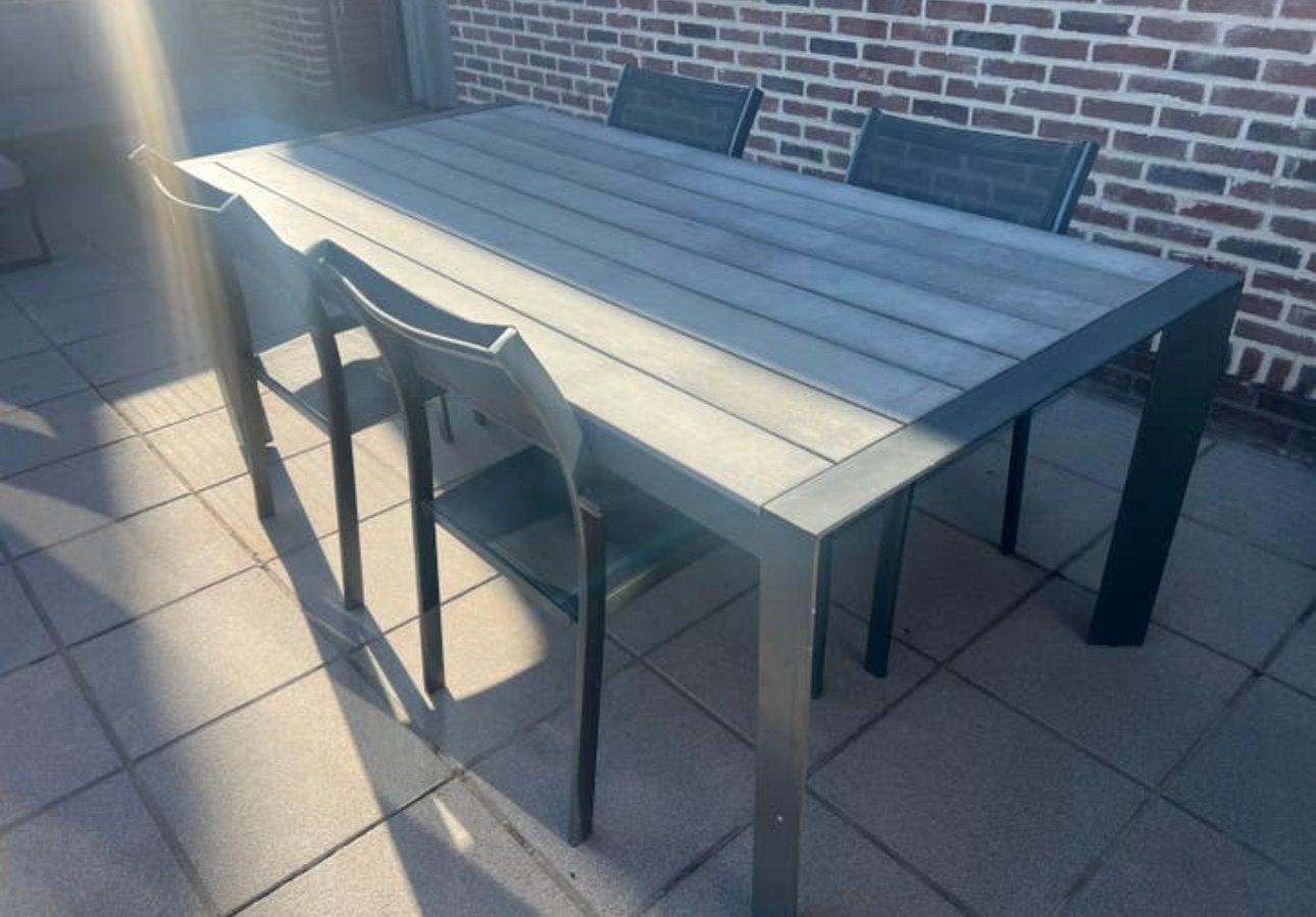 Eettafel met bijhorende stoelen, Tuin en Terras, Ophalen, Gebruikt, Eettafel, Loungeset