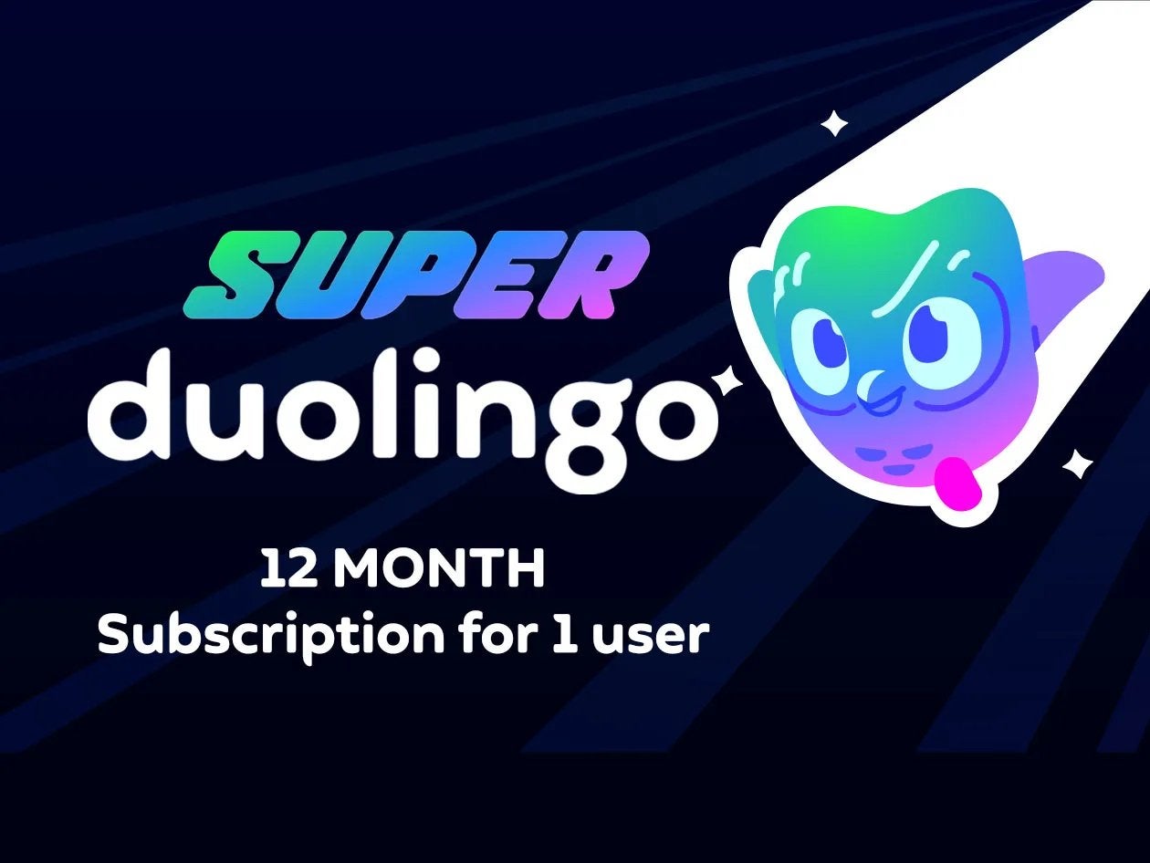 Super Duolingo Abonnement 1 an, Tickets en Kaartjes, Eén persoon, Kortingsbon, Arrangement, VVV-bon