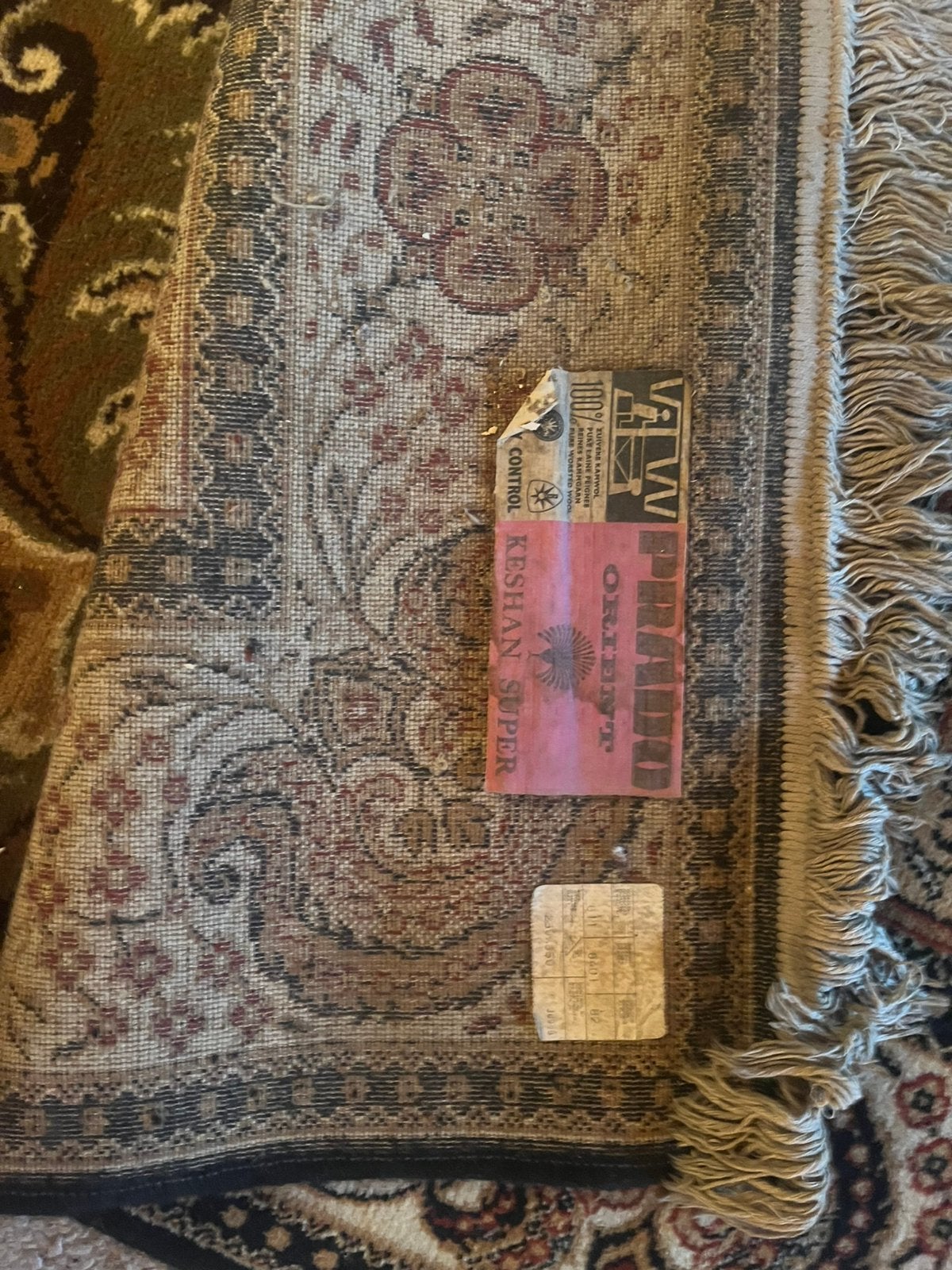 Tapijt 250cm/350cm beige blauw wol, Antiek en Kunst, Ophalen