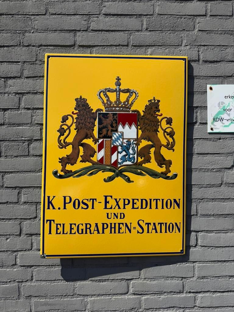 Groot oud Duits post emaille reclamebord, Antiek en Kunst, Antiek | Email, Ophalen of Verzenden