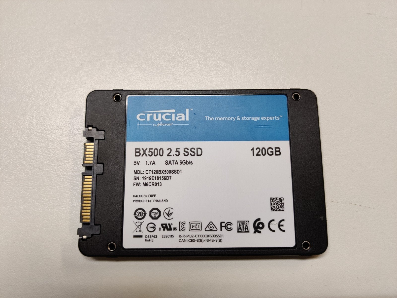120GB SSD Crucial bx500, Informatique & Logiciels, Disques durs, Enlèvement, SATA, SSD