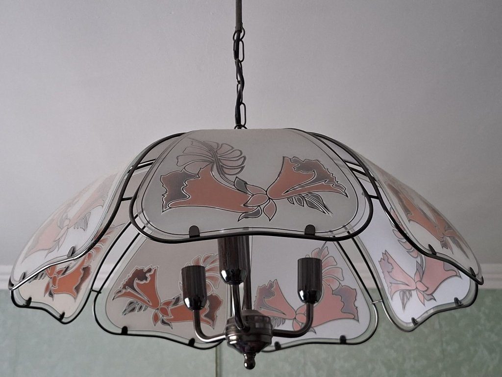 Kroonluchter vintage, Ophalen, Zo goed als nieuw, Glas