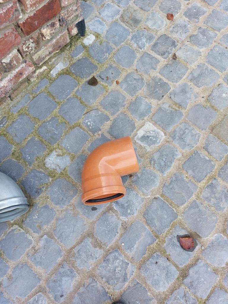 Galva 125 mm T en ellebogen + 150 mm pvc-elleboog, Ophalen, PVC, Bochten