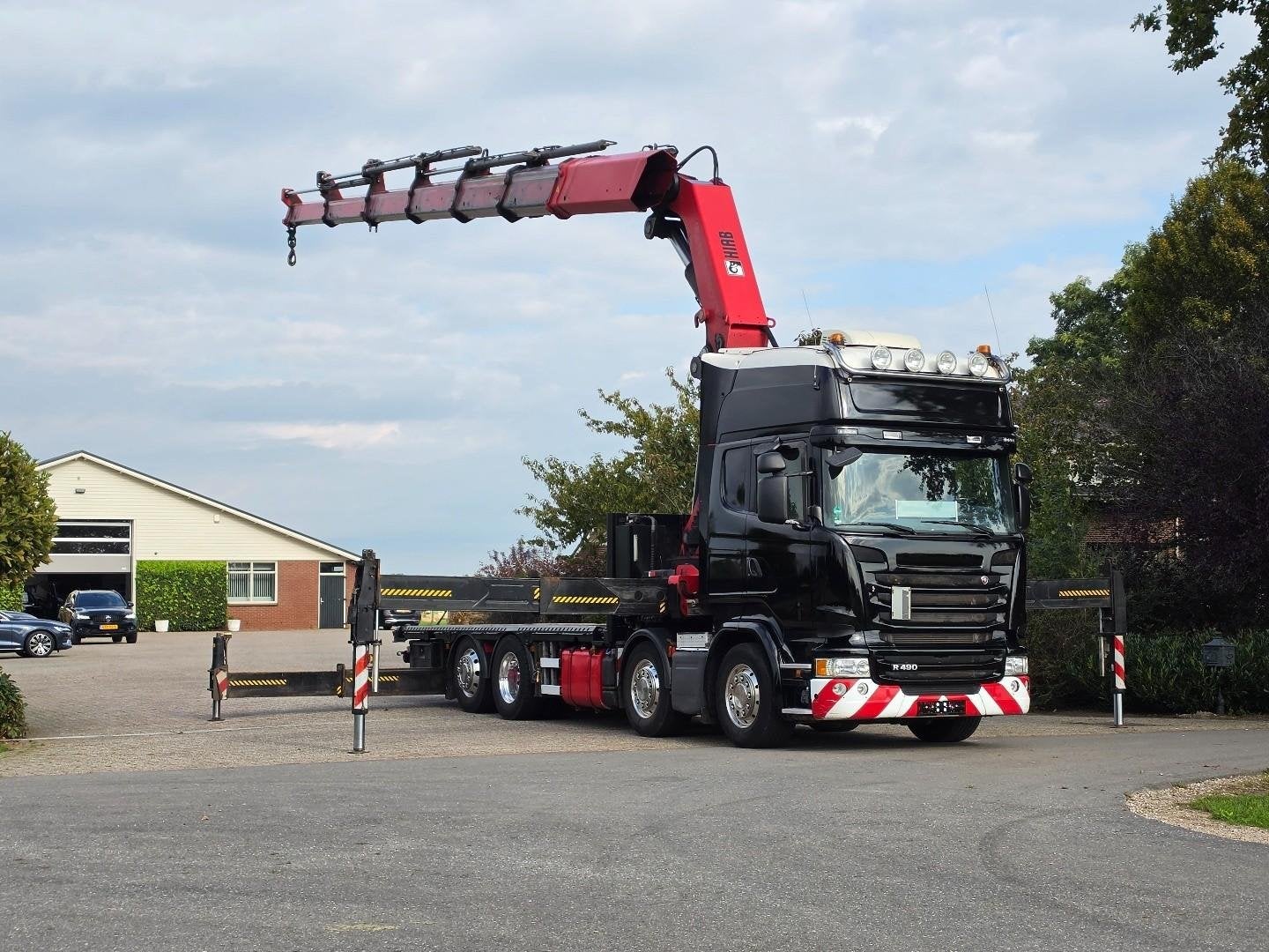 Scania R490 camion grue hiab 85tm 8x2 euro6 ! télécommande, Euro 6, Autres carburants, Autres couleurs, Automatique