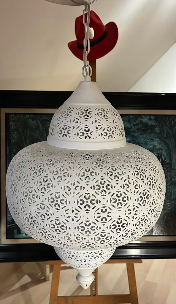 2 Marokkaanse hanglampen– oosterse filigrain lamp., Huis en Inrichting, Ophalen, Zo goed als nieuw, Metaal