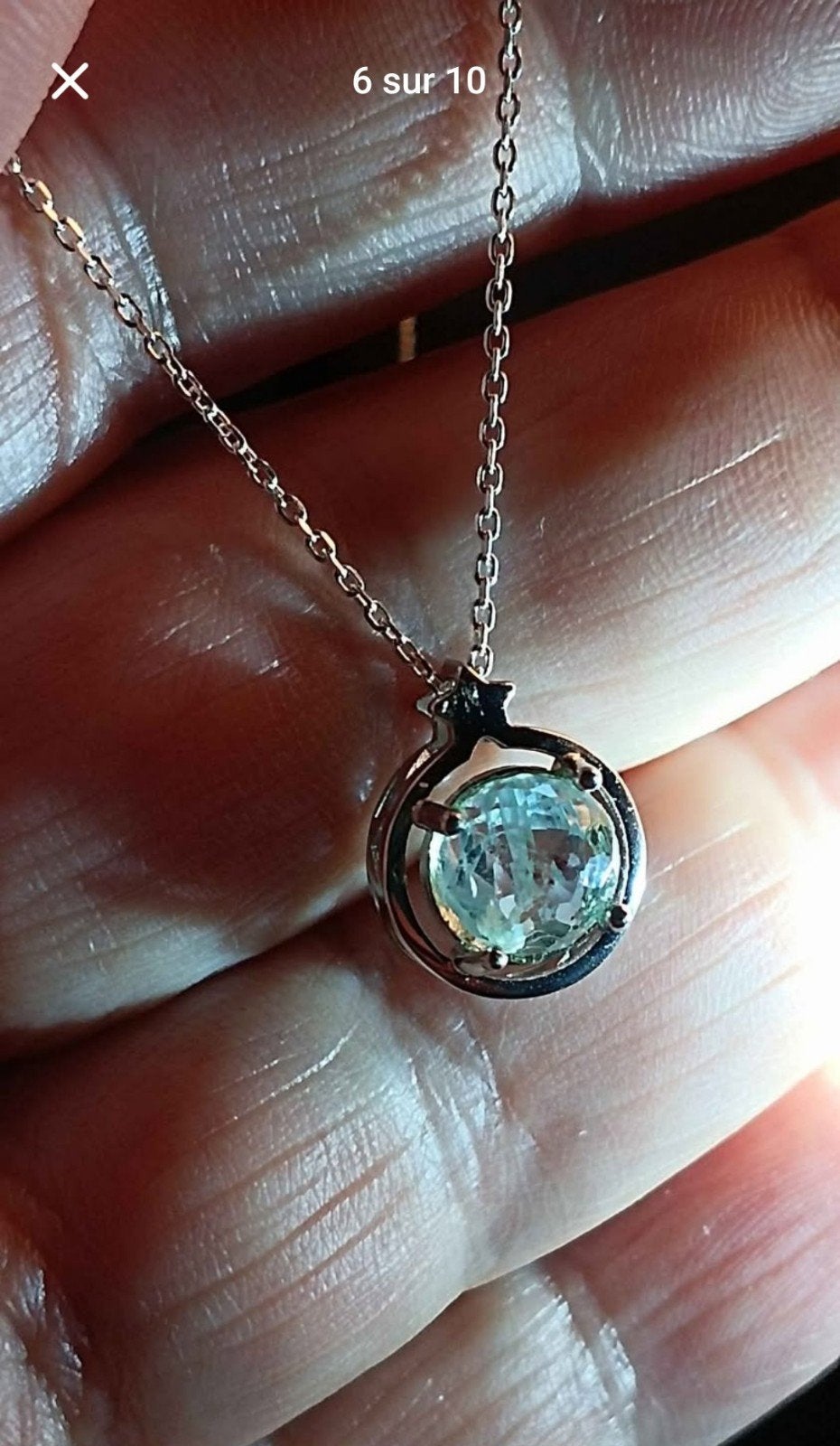 Pendentif en argent sterling avec aigue-marine naturelle, Neuf, Enlèvement, Avec pierre précieuse, Argent