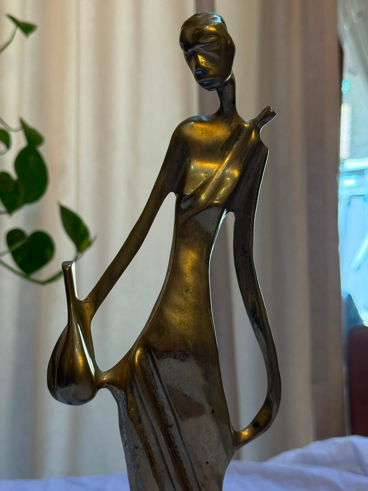 Elegante bronzen beeldsculptuur – 43 cm hoog, Verzamelen, Ophalen, Gebruikt