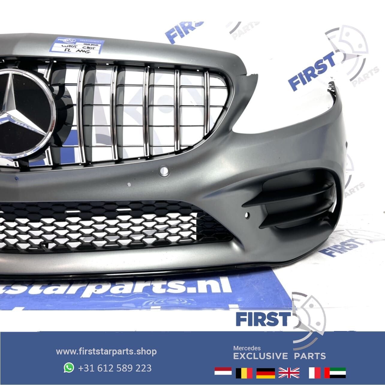 W205 FACELIFT AMG LINE VOORBUMPER Mercedes C Klasse 2014-202, Gebruikt, -, Voor, Ophalen of Verzenden
