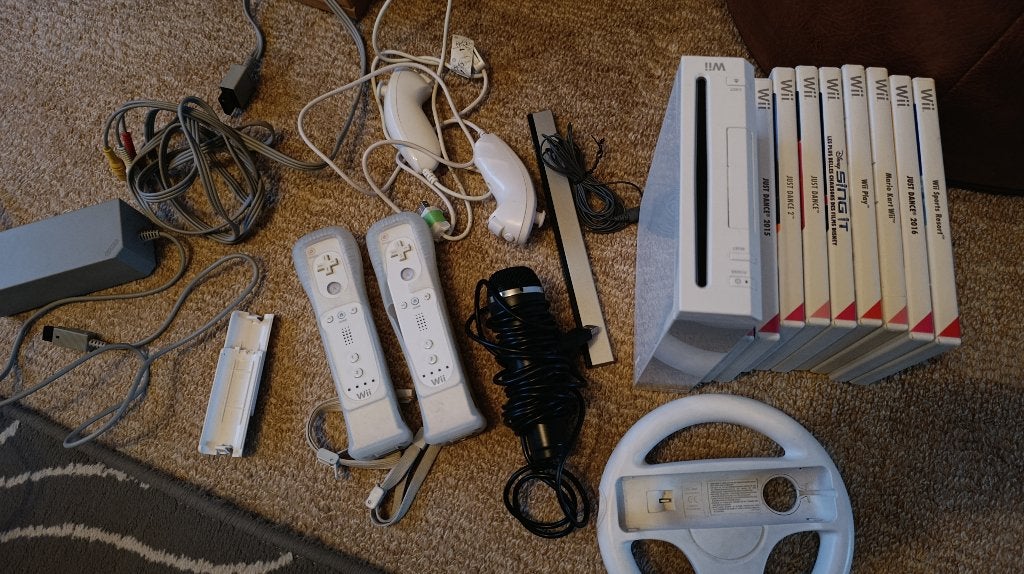 Nintendo Wii, Ophalen, Gebruikt, Met 2 controllers, Met stuurtje