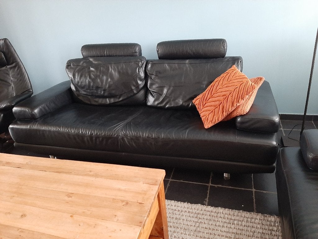 Lederen zetel, Huis en Inrichting, Ophalen, Gebruikt, Driepersoons, Leer