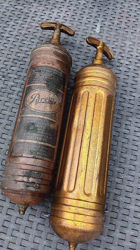 2  Koperen antieke brandblussers, Antiquités & Art, Antiquités | Bronze & Cuivre, Cuivre, Enlèvement