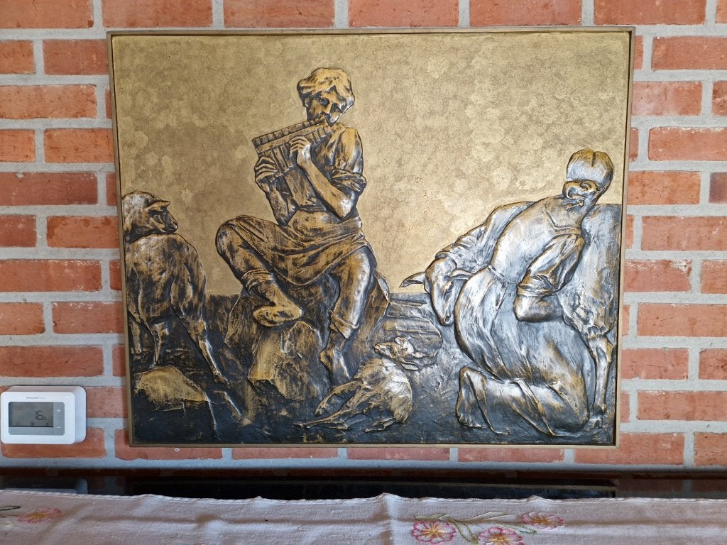 bas-reliëf muurdecoratie, Antiek en Kunst, Ophalen, Handgemaakt, Gips, Wanddecoratie