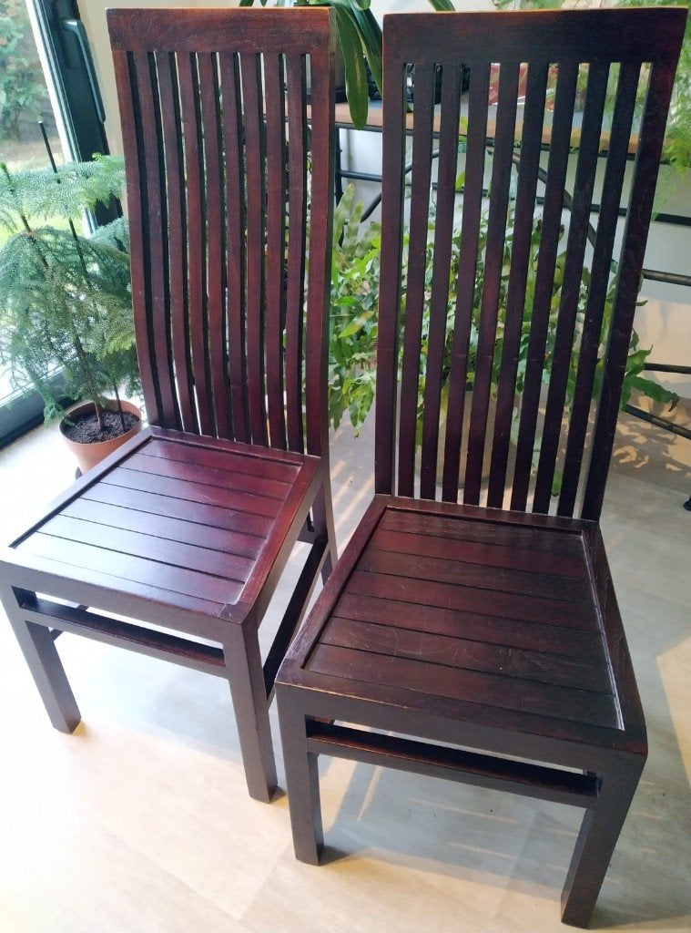 Teakhout stoelen 4 stuks, Maison & Meubles, Comme neuf, Brun, Enlèvement, Bois