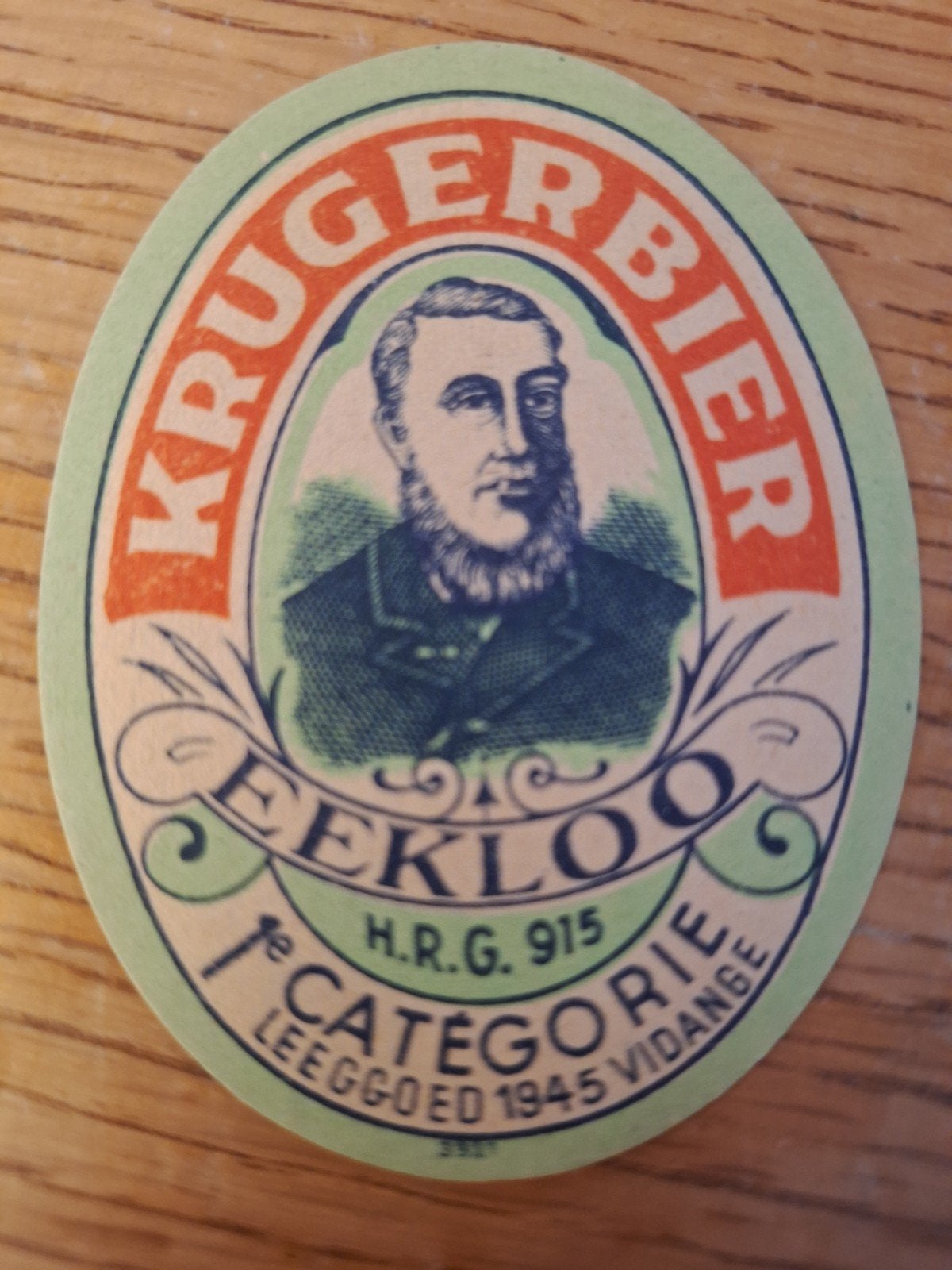 Oud bieretiket Kruger bier brouwerij Kruger Eeklo, Enlèvement ou Envoi